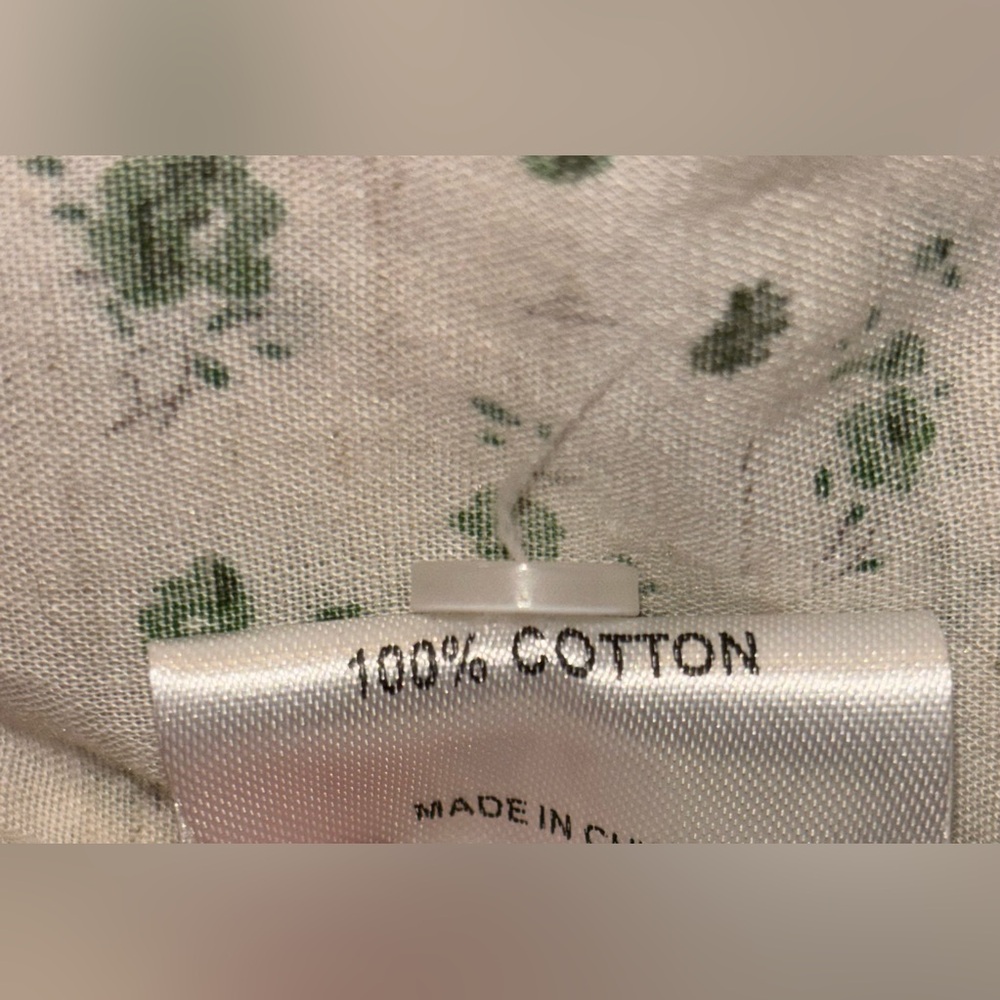 The Shirt by Rochelle Behrens Cream Green Floral Print Lace Button Down Womens M - Picture 6 of 6
